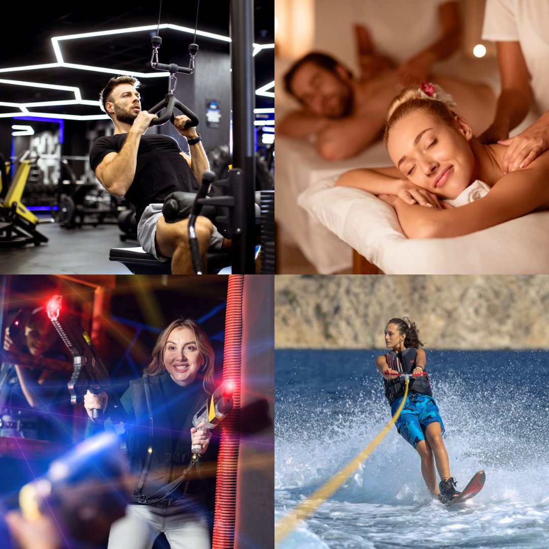 Sport-, Wellness- und Freizeitangebote für Firmenfitness in Paderborn und OWL mit Fitness, Massage, Lasertag und Wassersport