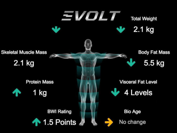 Hier gehts zu EVOLT-Scan / Körperanalyse 1-Mal im Monat
